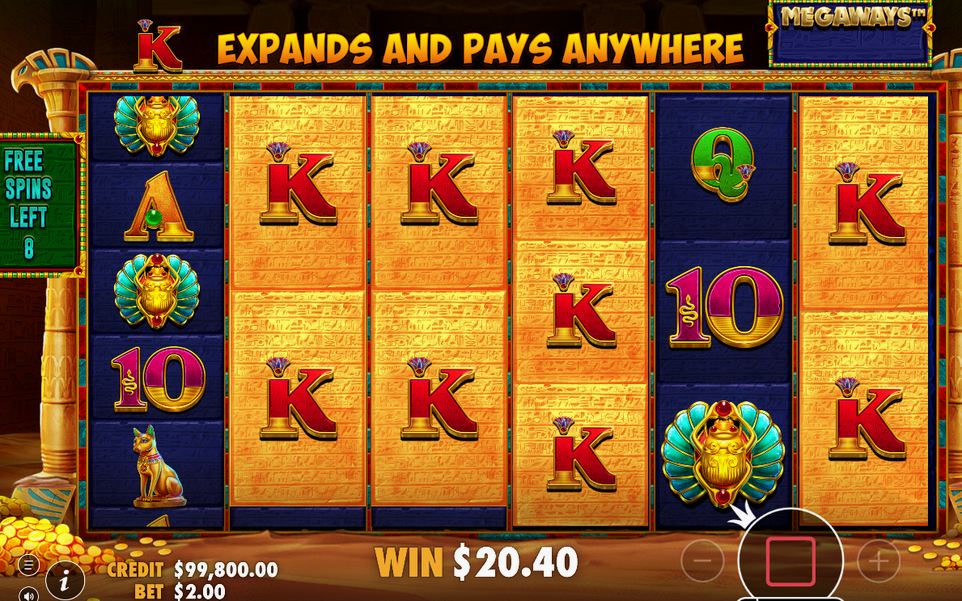 Free Spins-runda där rullarna visar spelets Scatter