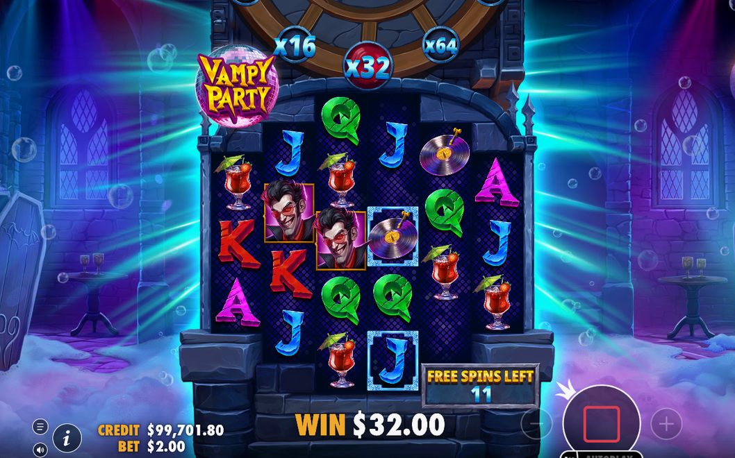 Free Spins efter en retrigger med 12 spins till